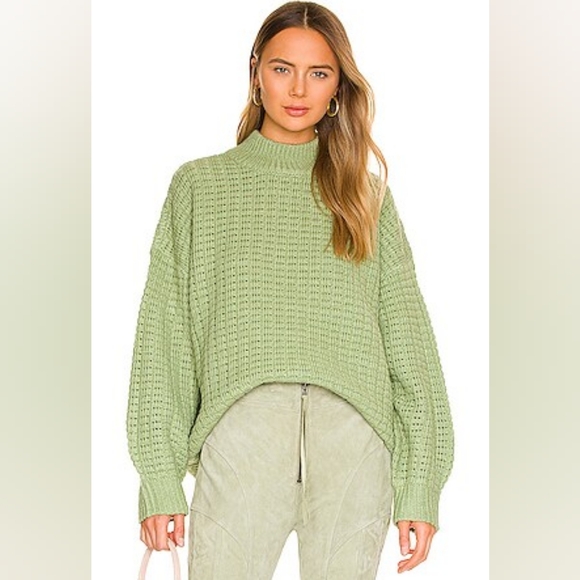 Retrofete Sweaters - RETROFETE DORINDA Wool Blend Round Neck Sweater In Sage Size S